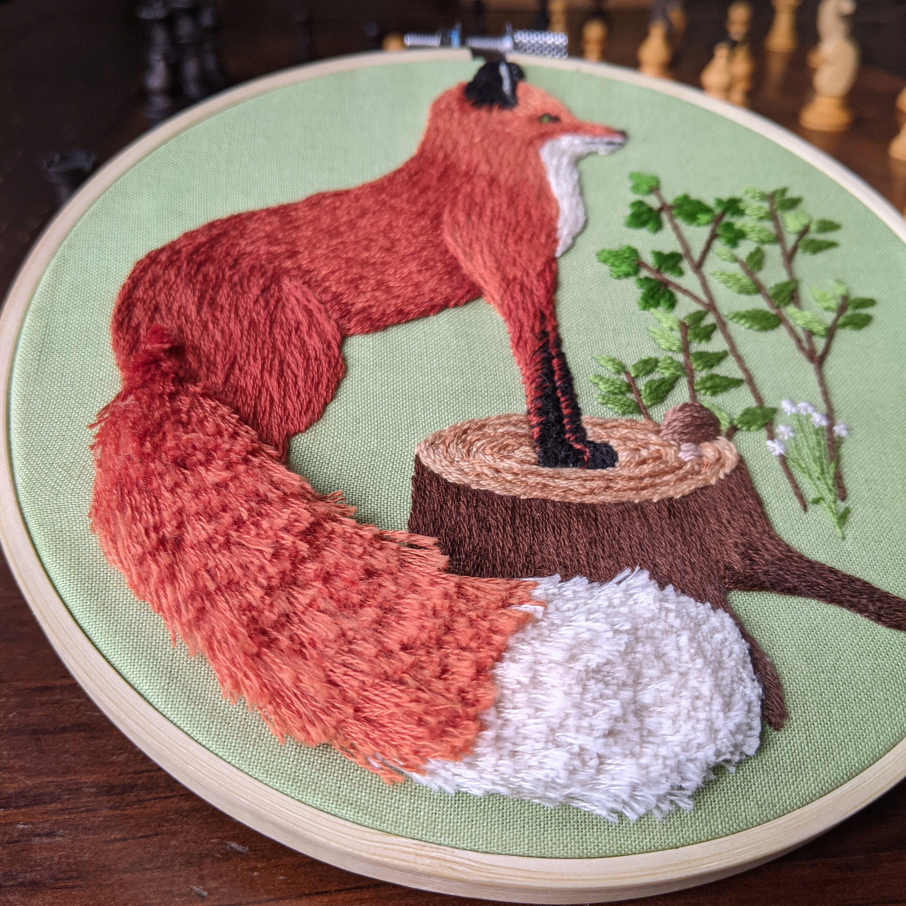 Woodland Fox Embroidery Pattern PDF, Hand Embroidery Fluffy Fringe ...