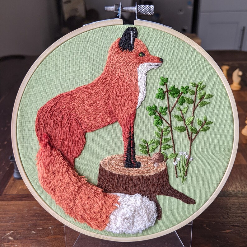 Woodland Fox Embroidery Pattern PDF, Hand Embroidery Fluffy Fringe ...