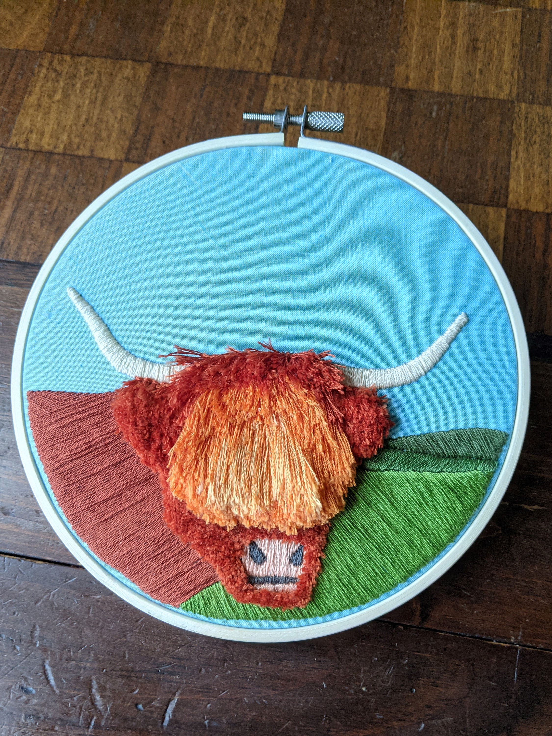 Highland Cattle Embroidery Kit DIY turkey work embroidery. Etsy