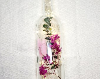 Trockenblumen in Flasche, Deko mit LED Flowerbottle