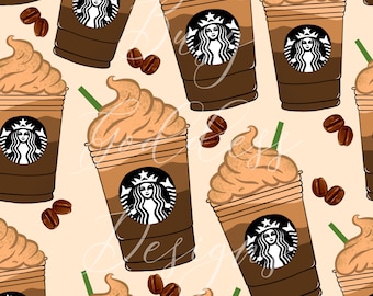 Coffee Frappuccino seamless pattern seamless file PNG digital download