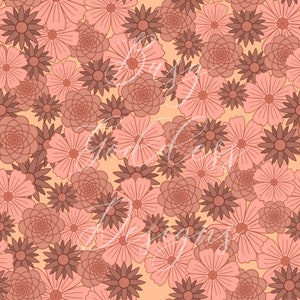 BoHo の花、シームレス ファイル、繰り返しパターン、PNG、デジタル ダウンロード