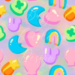St. Patrick’s Day, Lucky charms cereal, marshmallow, seamless file, PNG digital download