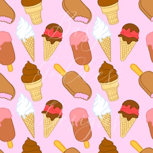 Ice cream, seamless file, PNG, digital download