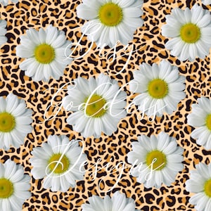 Leopardo, guepardo, margarita, archivo sin costuras, patrón de repetición, PNG, descarga digital
