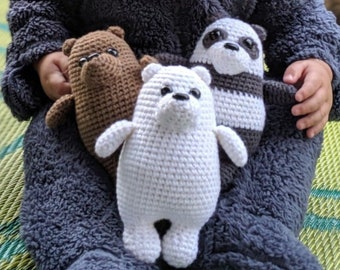 Handmade Crochet Grizzly Panda Polar Bears Amigurumi Plush Toy