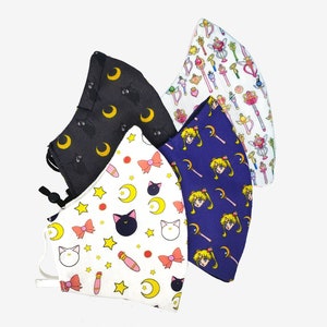 Kawaii Anime Cartoon Ser.2 Face Mask 2-3 Layers w/Nose Wire, Adjustable Ear Straps, &/or Filter pocket!