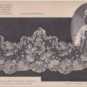 Antike 1900er Französische Postkarte Spitze, die Point d'Alencon Dentelles macht