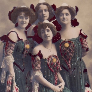 Cartão Postal Francês RPPC Miss Birks Miss Williams Miss Clara Davine Miss Robinson Tinted