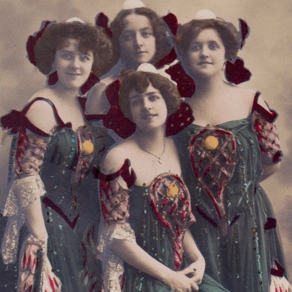 French RPPC Miss Birks Miss Williams Miss Clara Davine Miss Robinson Tinted Postcard