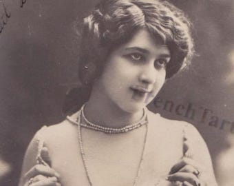 1903 Art Nouveau French Postcard Sterly Romantic Woman Wasp Waist