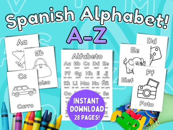 spanish alphabet coloring pages beginner spanish worksheets etsy