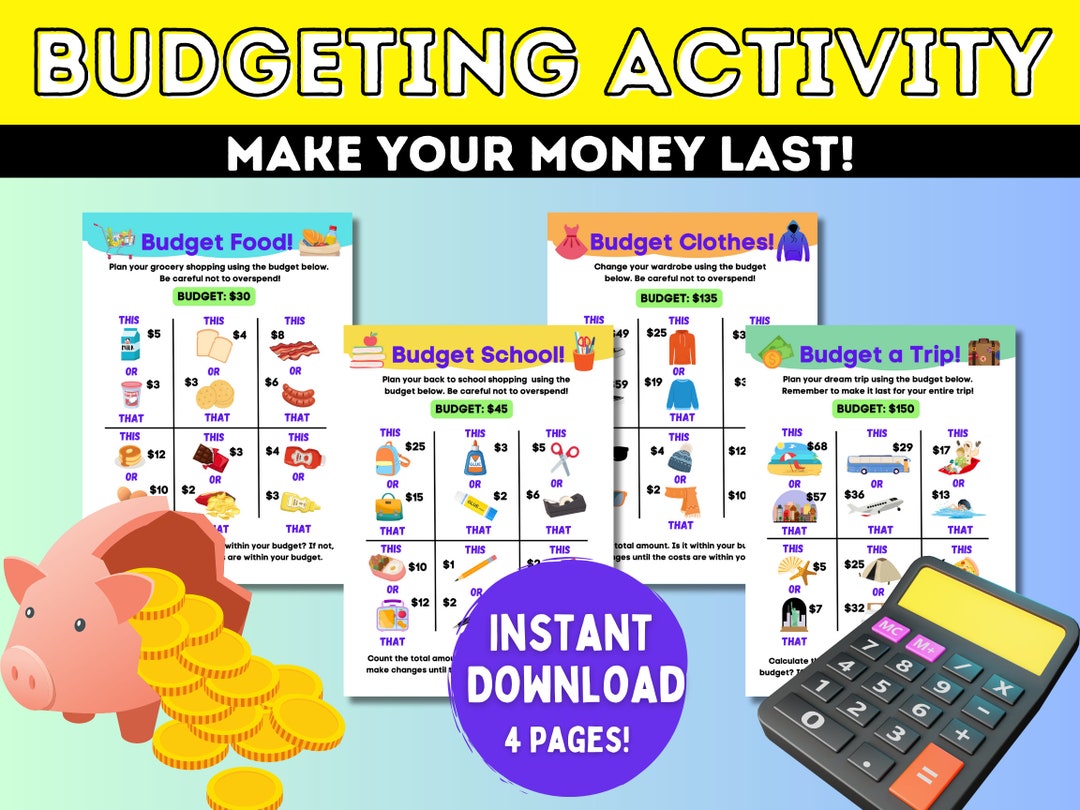 Budgeting Activity for Kids, Budget Worksheet, Homeschool Resources