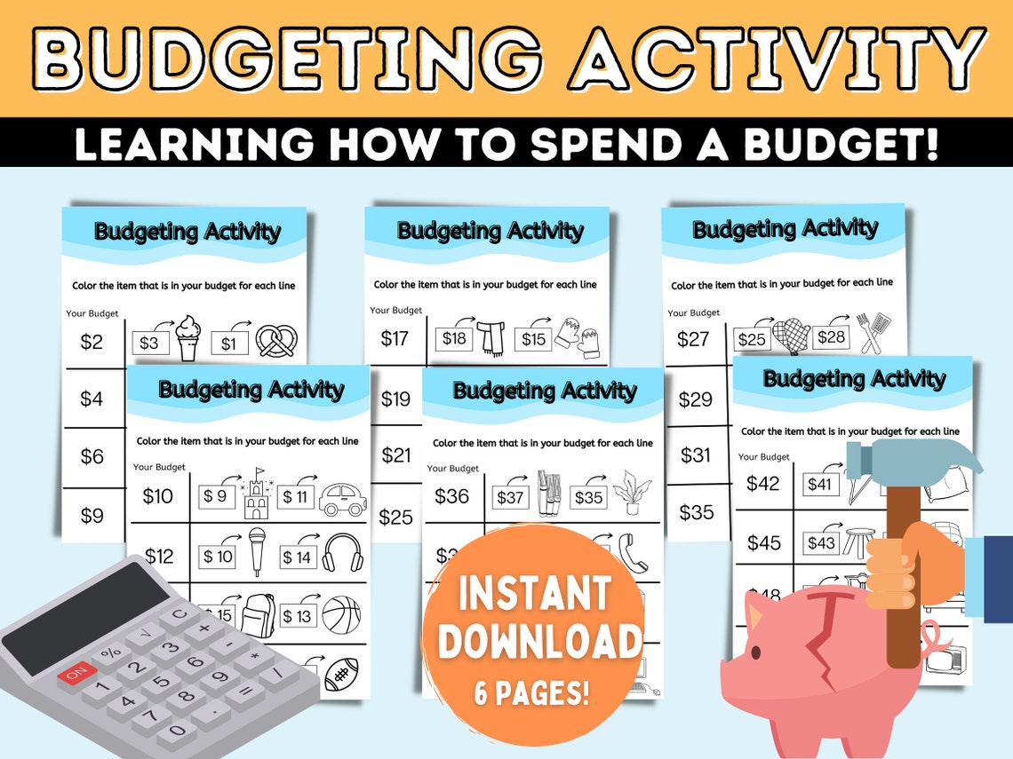 Budgeting Activity for Kids, Budget Worksheet, Homeschool Resources