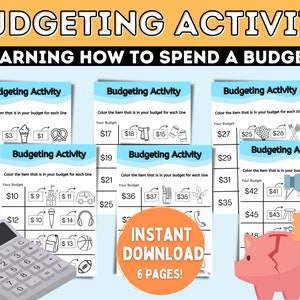 Budgeting Activity for Kids, Budget Worksheet, Homeschool Resources, Money Management for Kids, Student Practice Handouts, Math Worksheets!