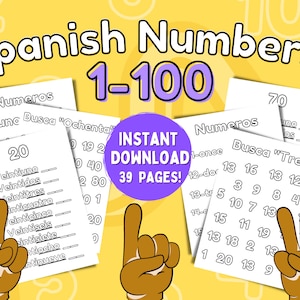 Beginner Spanish Numbers for Kids, Counting in Spanish, Coloring Worksheets, Bilingual Activity, Learning Spanish Resources