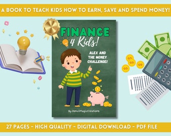 Libro de finanzas para niños, Enseñar a los niños sobre el dinero, Educación financiera para jóvenes estudiantes, Aprender cómo ganar y ahorrar dinero, ¿Qué es el dinero?