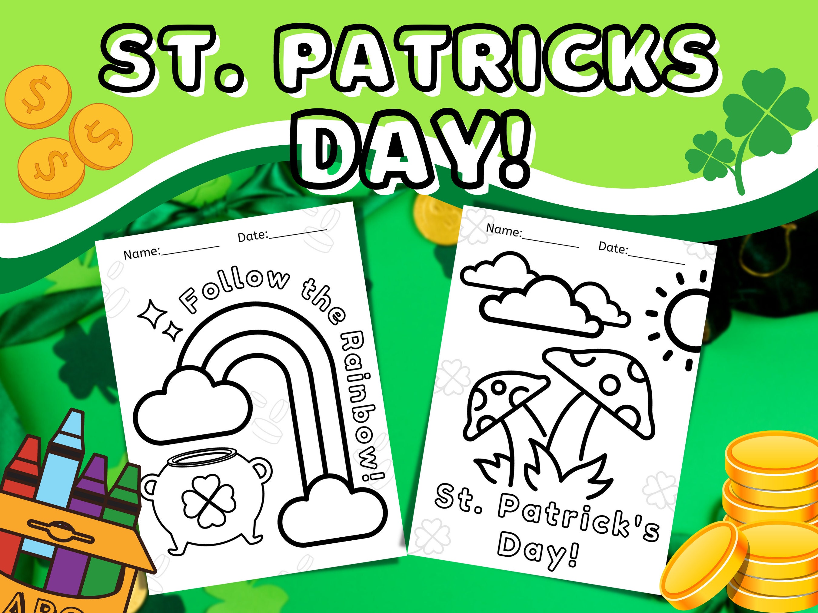 St. Patrick's Day Coloring Pages for Kids, Printable Saint Patrick