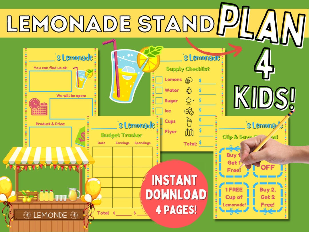 Lemonade Stand Business Plan for Kids Kid Entrepreneur Kid - Etsy