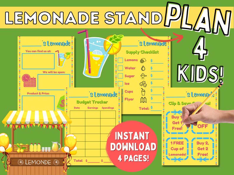 Lemonade Stand Business Plan for Kids Kid Entrepreneur Kid Etsy