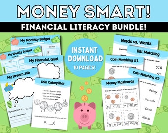 Administración del dinero, Enseñar a los niños a hacer un presupuesto, Objetivos de ahorro, Billetes y monedas, Finanzas para niños, Contar dinero, Juegos de finanzas para niños.