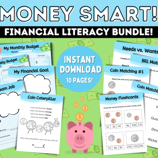 Money Management, Teaching Kids Budgeting, Savings Goal, Bills and Coins, Finance for Kids, Counting Money, Finance Games for Kids!