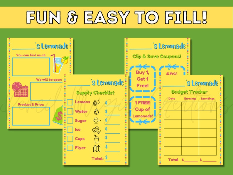 Lemonade Stand Business Plan for Kids Kid Entrepreneur Kid Etsy