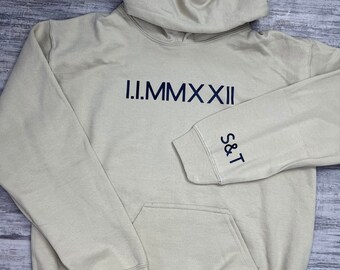 Roman Numeral Hoodie/ Jahrestag Hoodie/ Custom Date Hoodie, Jahrestag Geschenk für Freundin/ Geschenk für Freund