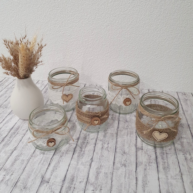 Table decoration glasses, table vases, vases for table decoration, candle holder table, baptism, communion, wedding, confirmation, set of 5, table decoration celebration image 5