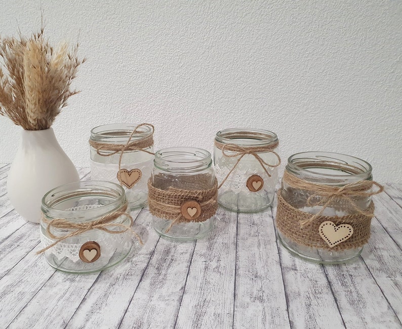 Table decoration glasses, table vases, vases for table decoration, candle holder table, baptism, communion, wedding, confirmation, set of 5, table decoration celebration image 6