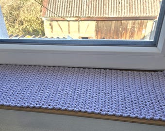 Handmade window seat cushion for cats, super soft, grey, beige, turquoise, lilac, 100% cotton with a cute label. Window sleeping spot.