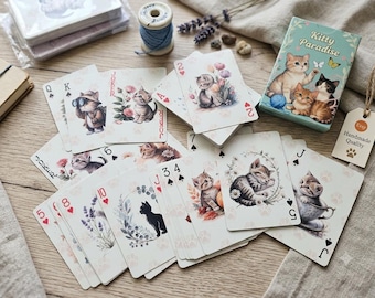 Katzen Kartenspiel, Spiel mit Katzen, Geschenk Katzenliebhaber,  besondere Spielkarten, Kisten, Catmom, catdad, Geschenk Frauen, süße Katzen
