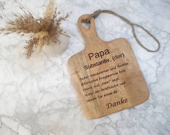 Holzbrett, Geschenk Papa, Weihnachtsgeschenk, Holzbrett mit Gravur, Definition Papa, Geschenk für Männer, Dekobrett mit Spruch, Vater, Papa