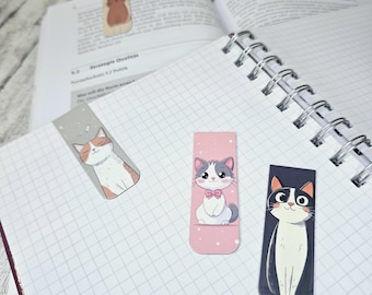 Cat Bookmarks, Magnetic Bookmarks with Cute Cat Designs, Gift for Bookworms & Cat Lovers