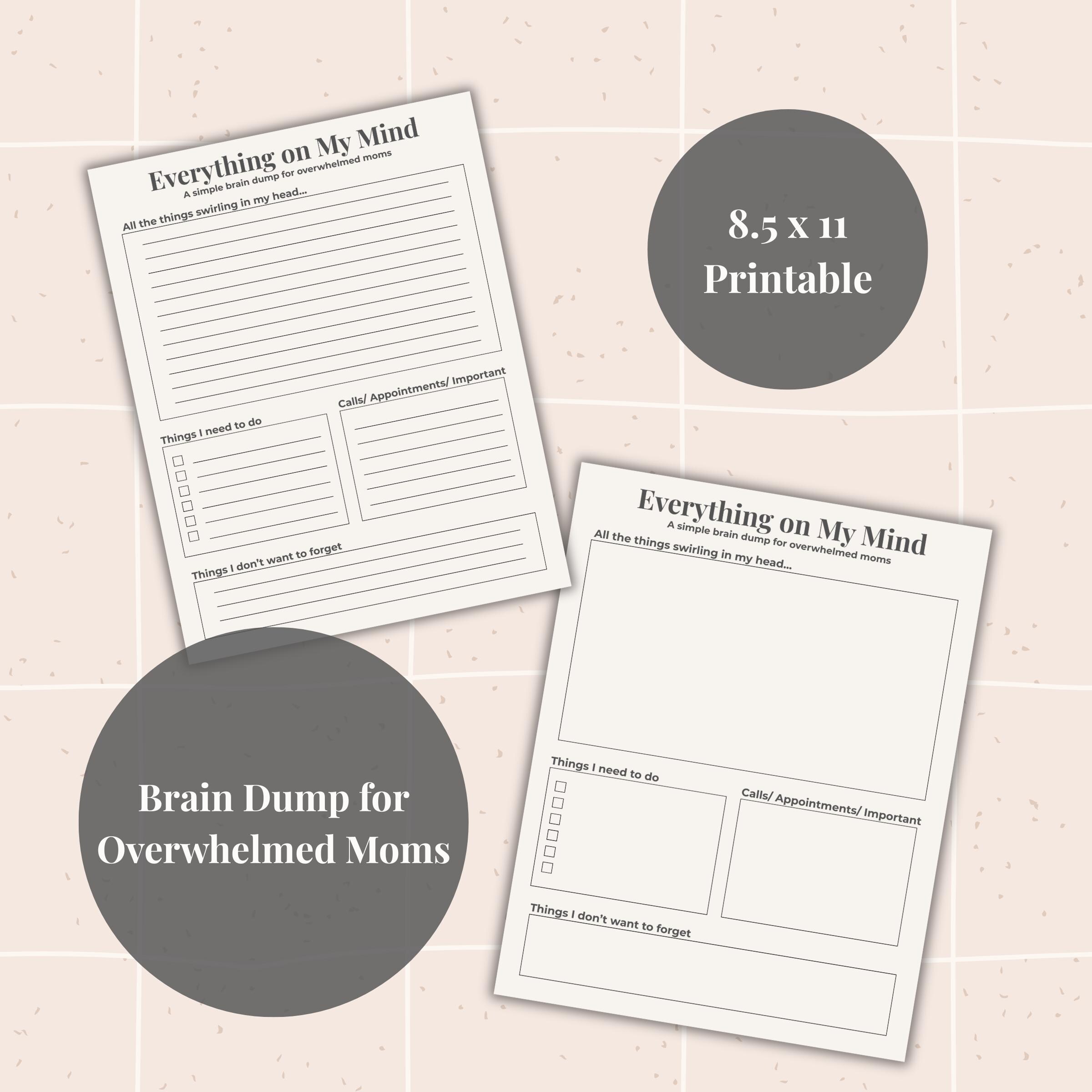 Brain Dump Printable for Overwhelmed Moms | Mental Load Planner (PDF ...