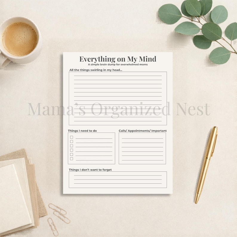 Brain Dump Printable for Overwhelmed Moms | Mental Load Planner (PDF ...