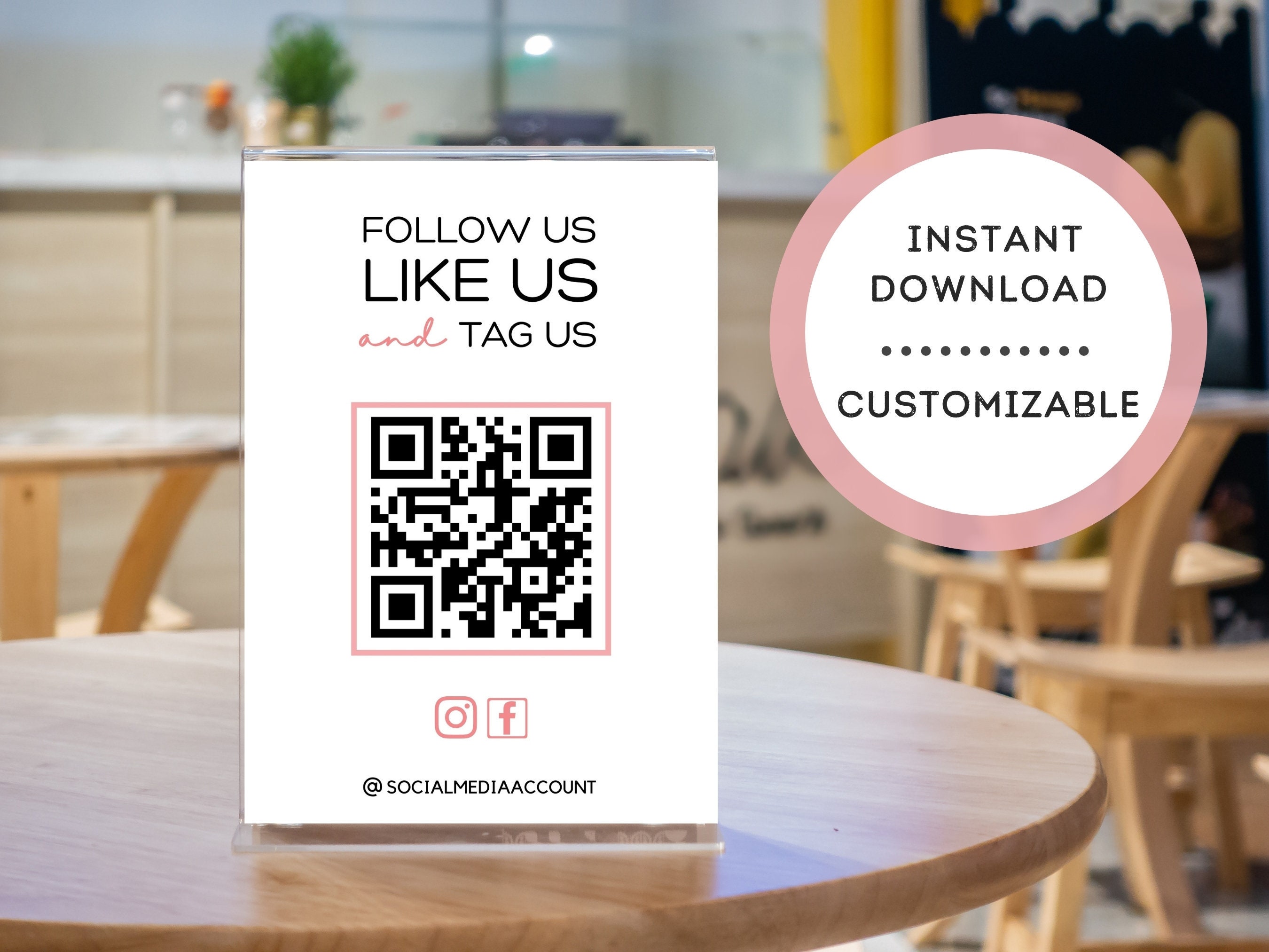 FOLLOW Us LIKE Us TAG Us Social Media Qr Code Sign Pop up Etsy UK