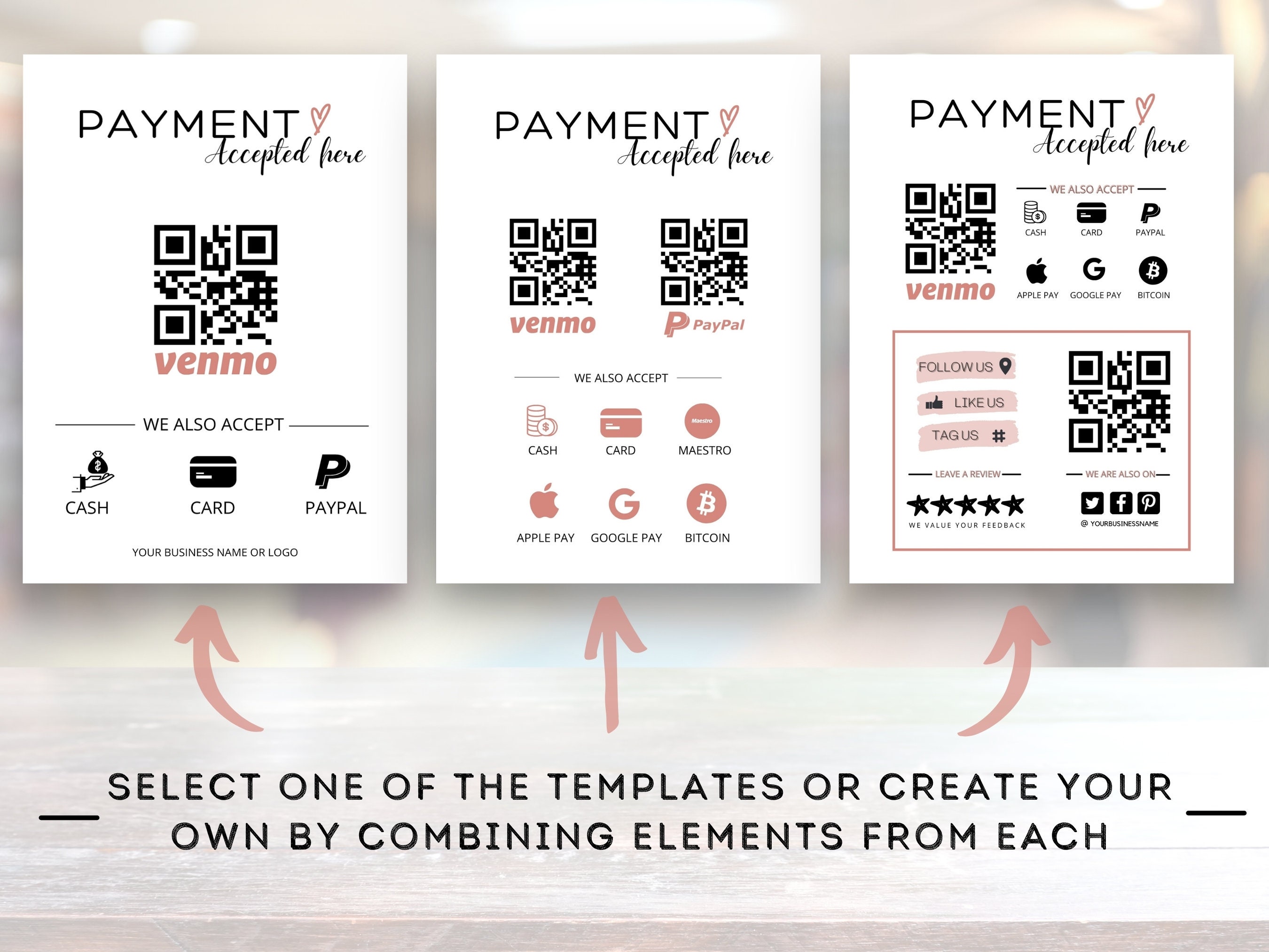 ACCEPTED PAYMENTS Sign Scan to Pay Custom QR Code Framed Etsy