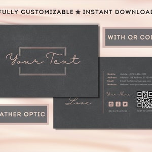 UNIQUE BUSINESS CARD - With Qr Code - Grey and Rose Leather Optic - Editable Template - Custom Business Card Design - Modern Professional