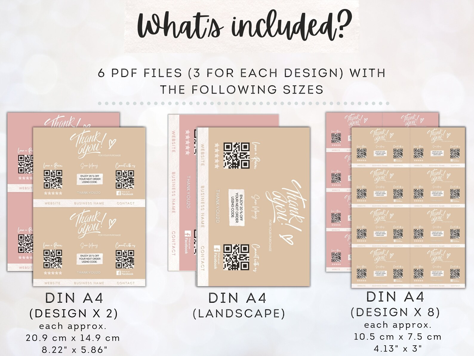 PINK INSERT CARD Custom Qr Code Thank You For Your Order | Etsy