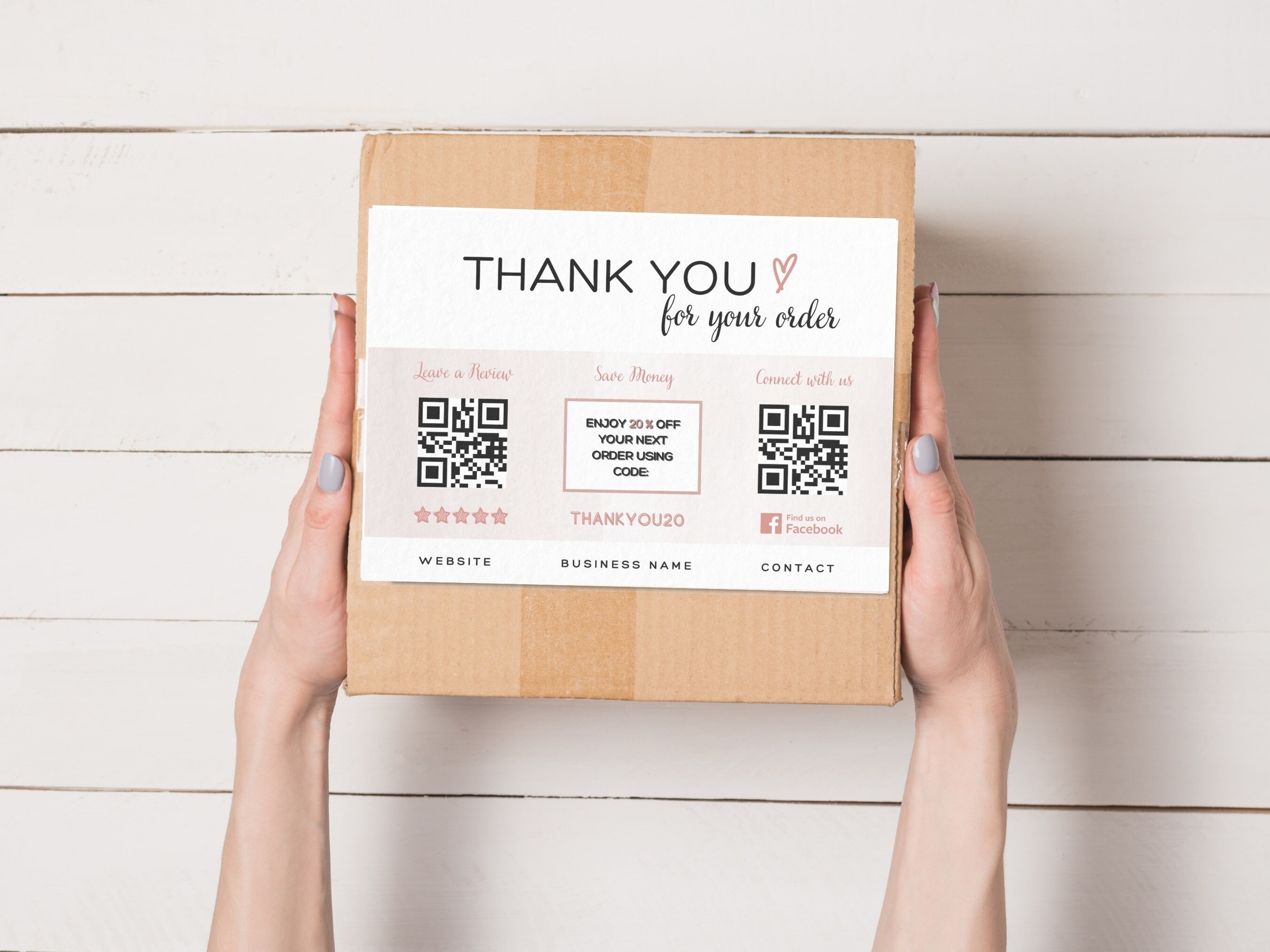 QR CODE INSERT Editable Thank You for Your Order Card For Etsy
