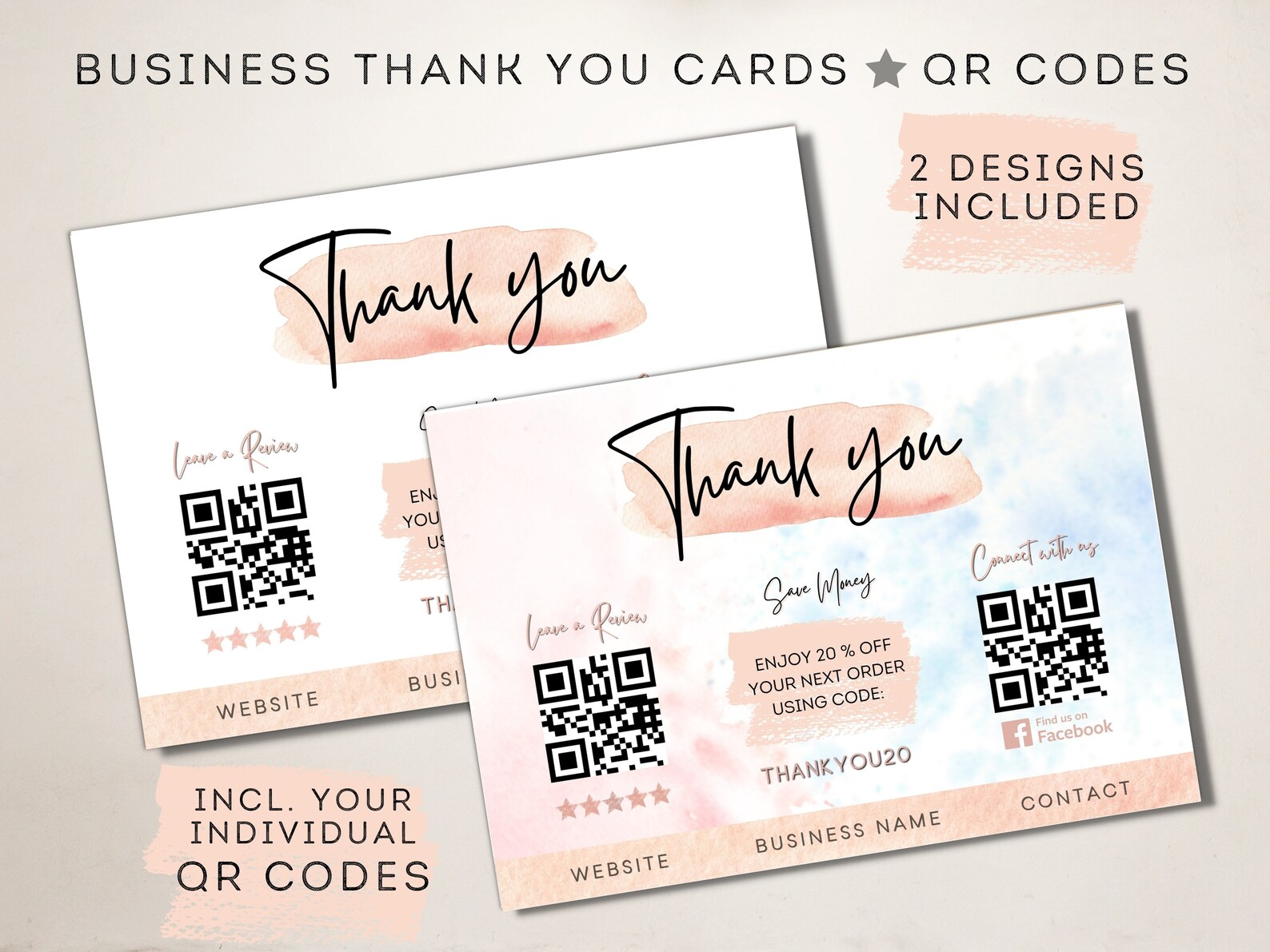 CUSTOM QR CODE Thank You For Your Order Printable Business Etsy