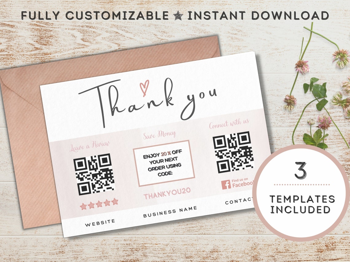 CUSTOM QR CODE Thank You for Your Order Printable Business Etsy