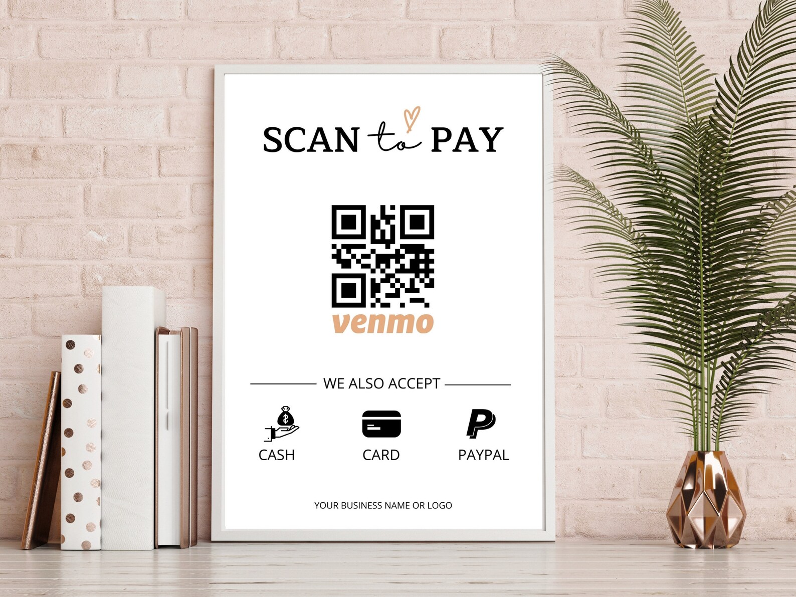 ACCEPTED PAYMENTS Sign Scan to Pay Custom QR Code Framed Etsy