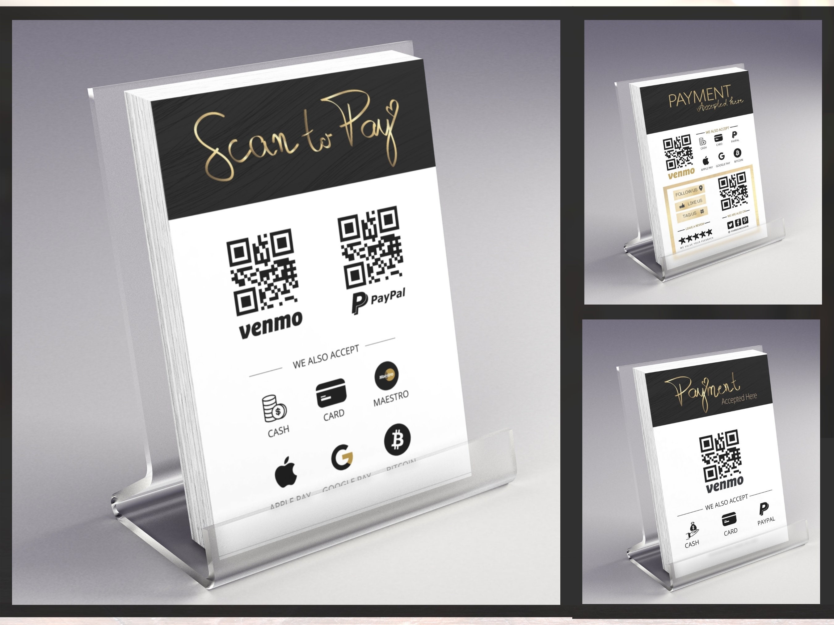 SCAN to PAY QR Code Sign Small Business Sign Venmo Sign Etsy