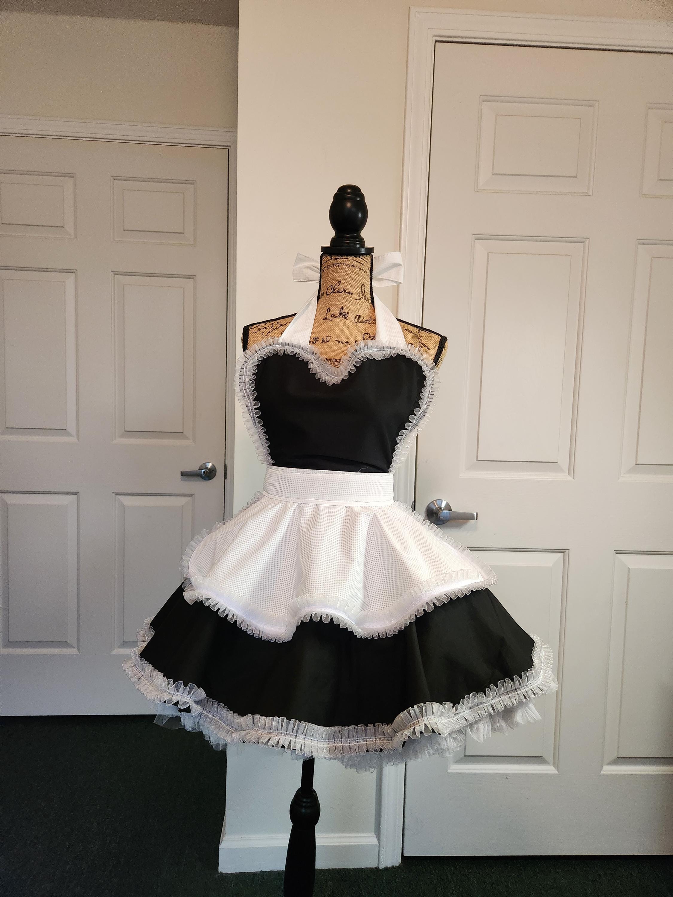 Flirty Black and White French Maid Apron