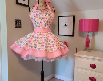 Valentine Conversation Hearts Hostess Apron