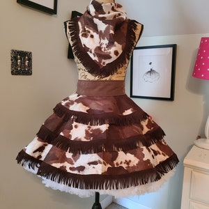 Western Wear Cosplay Cow Print Apron with Matching Bandana