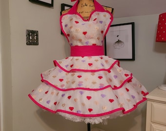 Semi Sheer Valentine Heart Retro Style Apron