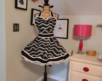 Black and White Retro Style Hostess Apron